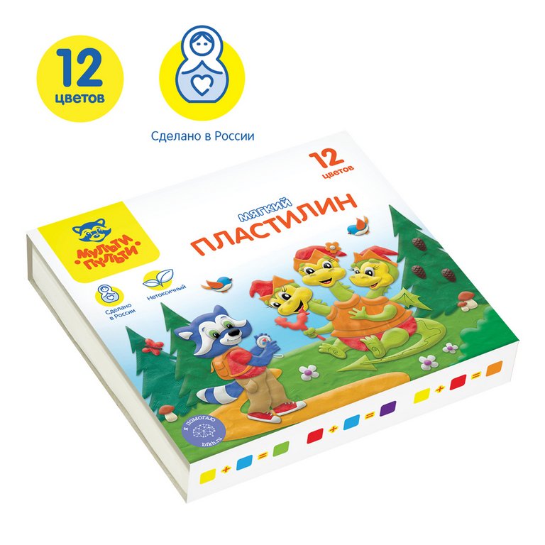 Пластилин 12 цв. 120 гр. Мульти-Пульти "Енот в сказке"