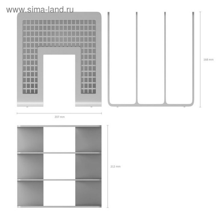 Подставка для бумаг, 3 отдела серая 210*170*210 мм Erich Krause