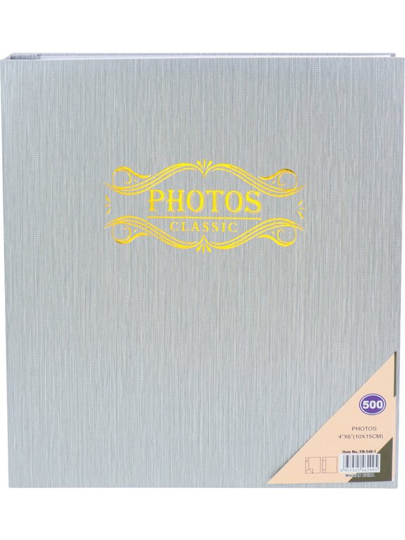 Фотоальбом 500 фото 10*15см "Классика" твердая обложка, серебряная рябь