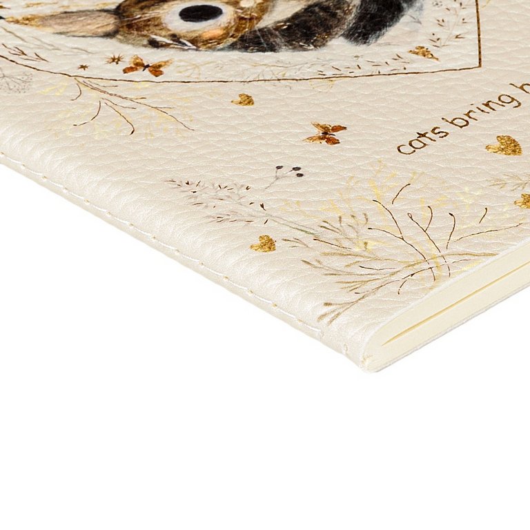 Тетрадь 60 лист кл. А5 на сшивке, экокожа "LOVE ME.КОТИКИ ПРИНОСЯТ СЧАСТЬЕ"