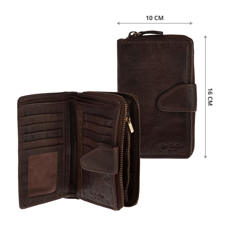 Портмоне Dr.Koffer 16*10 см нат. кожа, коричневый