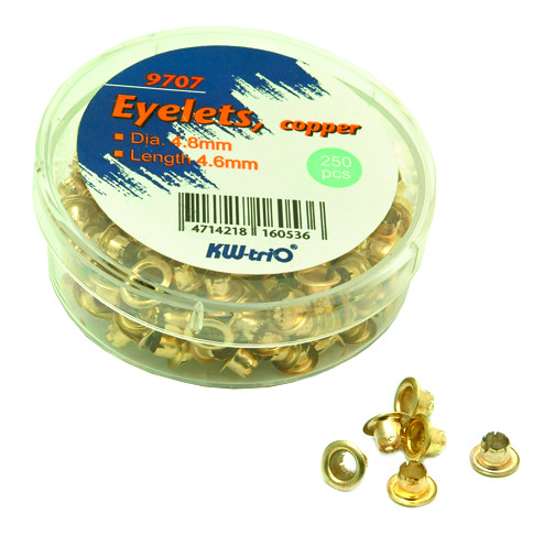 Ободок метал. (люверсы) для круглого отверстия KW-trio d=4,8мм, 250шт. золотистые