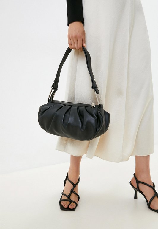 Сумка женская FABRETTI 27х14х7 см, нат. кожа, черный