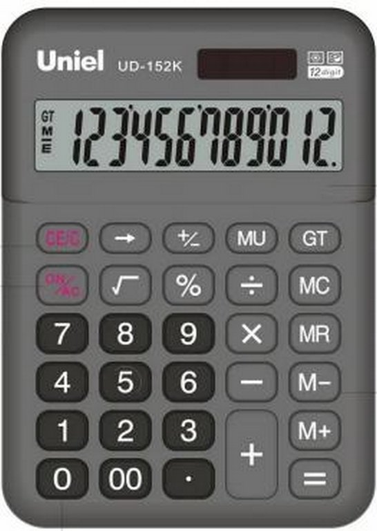 Калькулятор наст. Uniel UD-152K (12 разр.147x100x35) черный