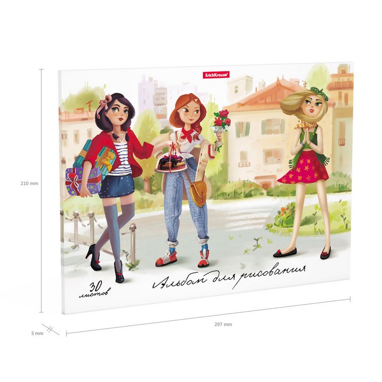 Альбом для рисования А4 30л. на клею "Девочки-красавицы"
