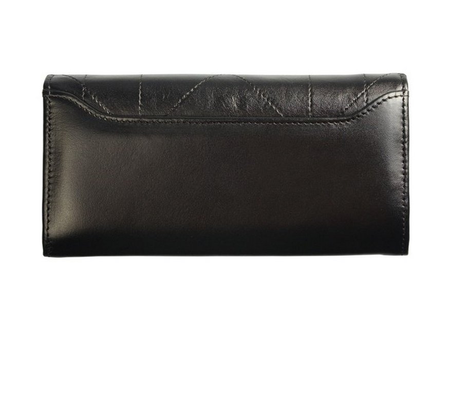 Портмоне D.Morelli женское "Шарм" большое, нат.кожа, черное