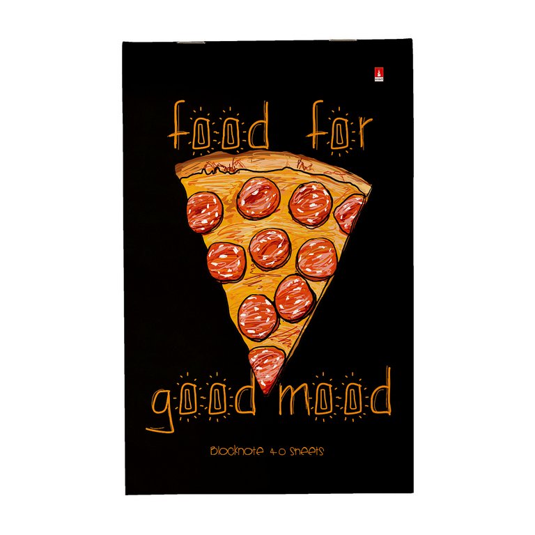 Блокнот А5  40л., 127*200 мм, на скрепке Альт "FOOD IN BLACK" мягкая обл., 4 вида