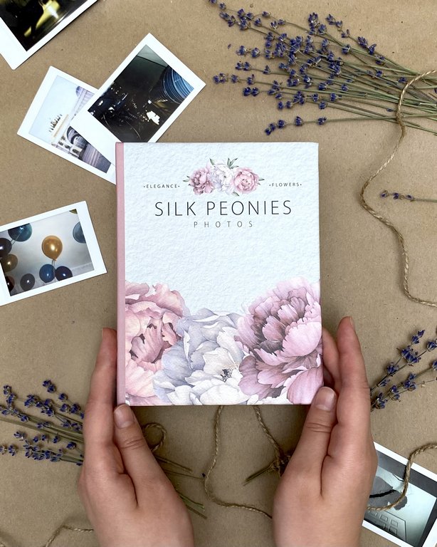 Фотоальбом 100 фото 10*15см "Пионы на шелке" 12*16,5 см