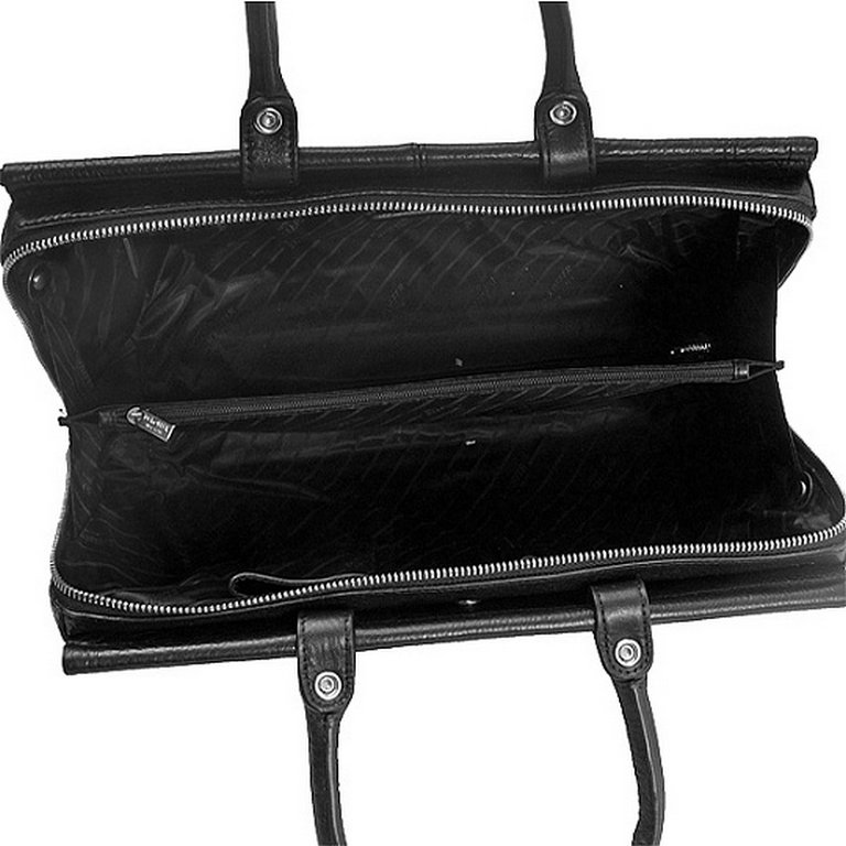 Сумка женская деловая Dr.Koffer 24*37*12 см, нат. кожа, две ручки, стразы, черная