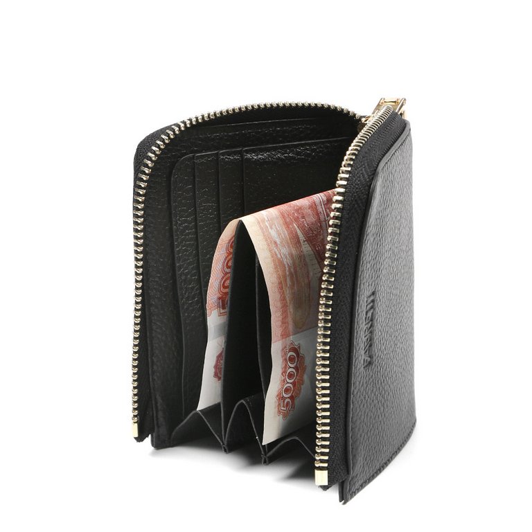 Портмоне FABRETTI женское, нат. кожа, 11*10*3 см, черный