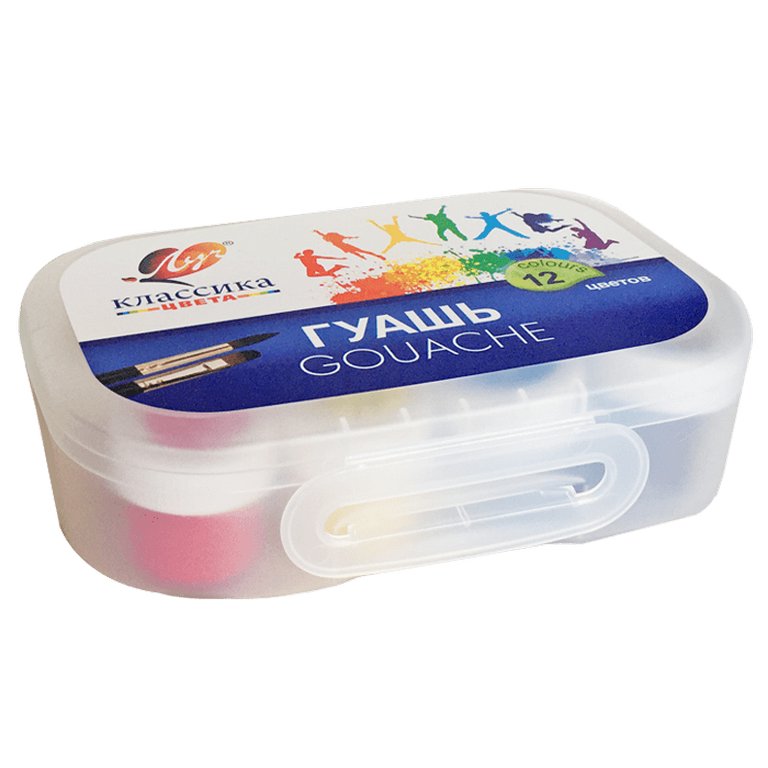 Гуашь 12 цв. по 20 мл ЛУЧ "Классика" блок-тара в пенале