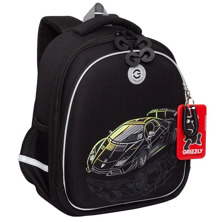 Рюкзак каркасный для мальчика Grizzly 28*36*20 см., черный