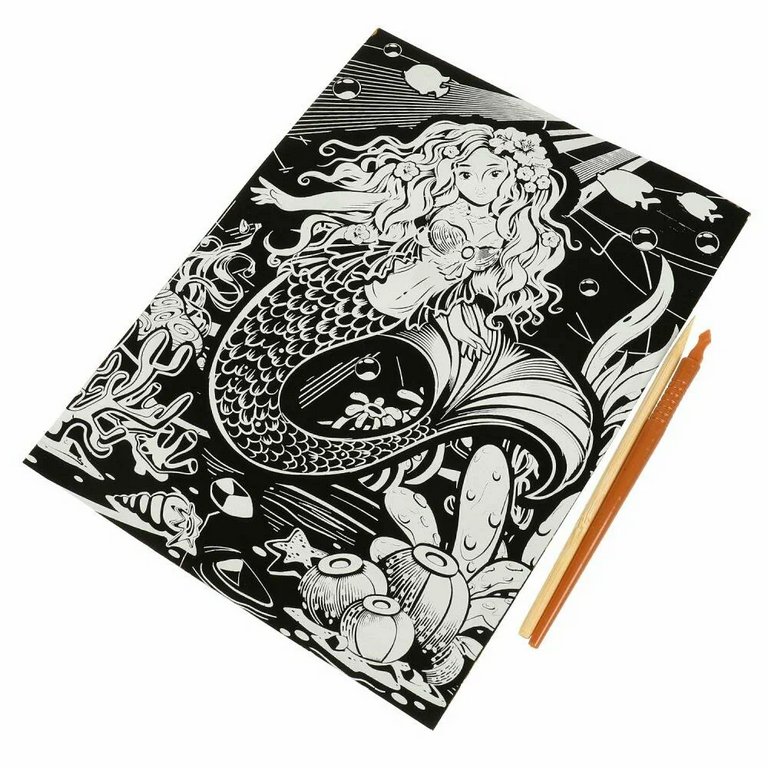 Гравюра А4 золото "Русалка супер модель" MultiArt