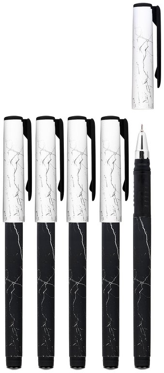 Ручка шариковая с рис. масляная LOREX "B&W MARBLE Double Soft" синяя 0,7мм (линия 0,35мм) игольч.