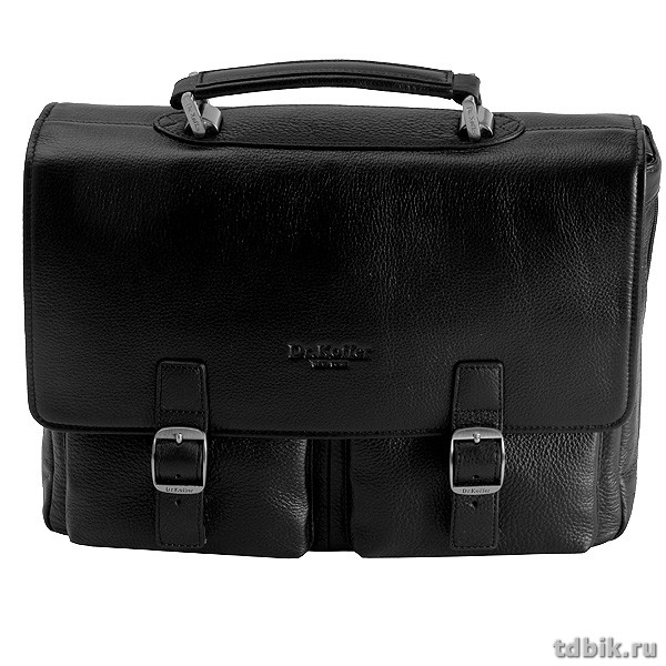 Портфель Dr.Koffer 26*35*7-10см, нат. кожа, с расширением, черный, хит
