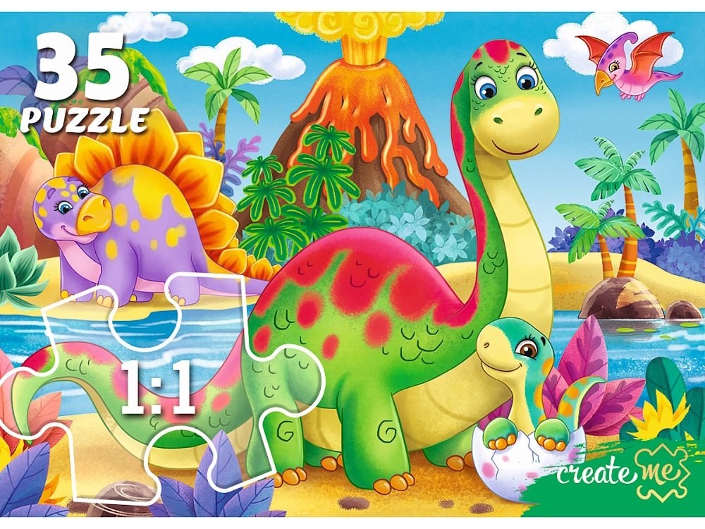 Пазлы   35 дет. "Мир динозавров" Рыжий кот