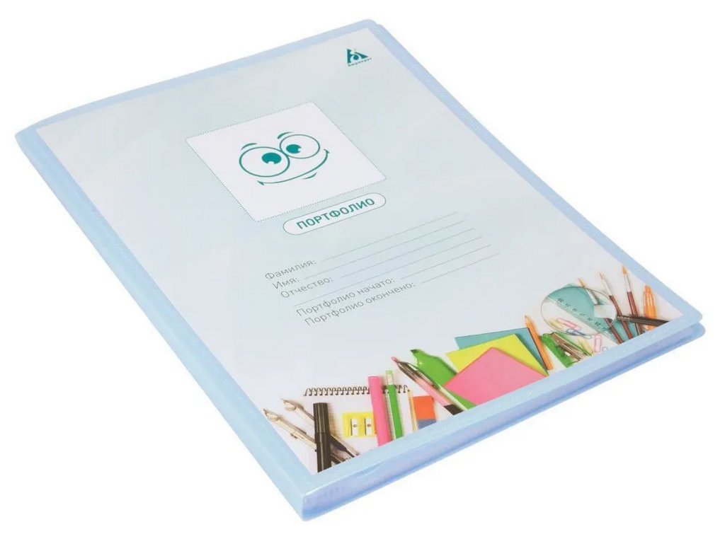 Папка А4 40 прозр.вклад. карман на лицевой стороне, пластик 0,70 мм голубая Бюрократ