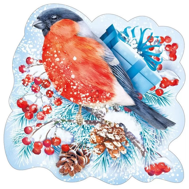 Наклейка оформительская на скотче зимняя "Снегирь" 156х156 мм