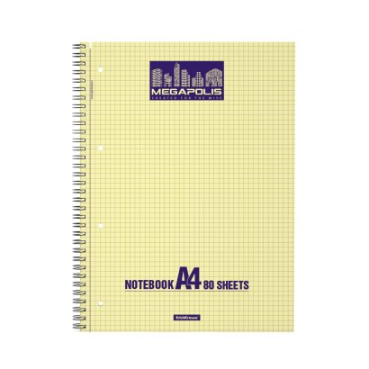 Тетрадь 80 лист кл. А4 на спирали MEGAPOLIS "Yellow Concept" желтый внутр. блок