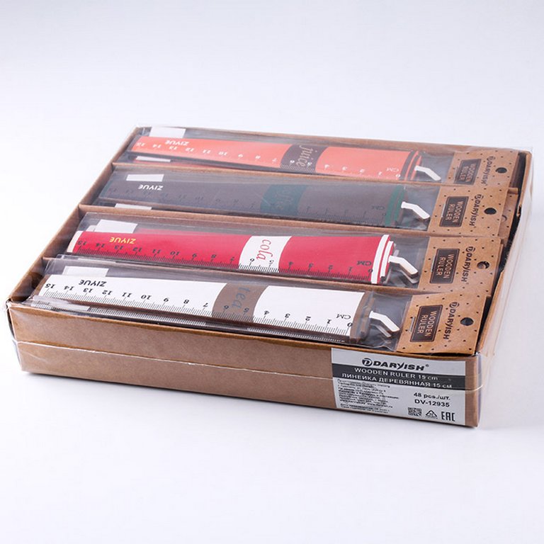 Линейка 15 см. деревянная "Стаканчик"