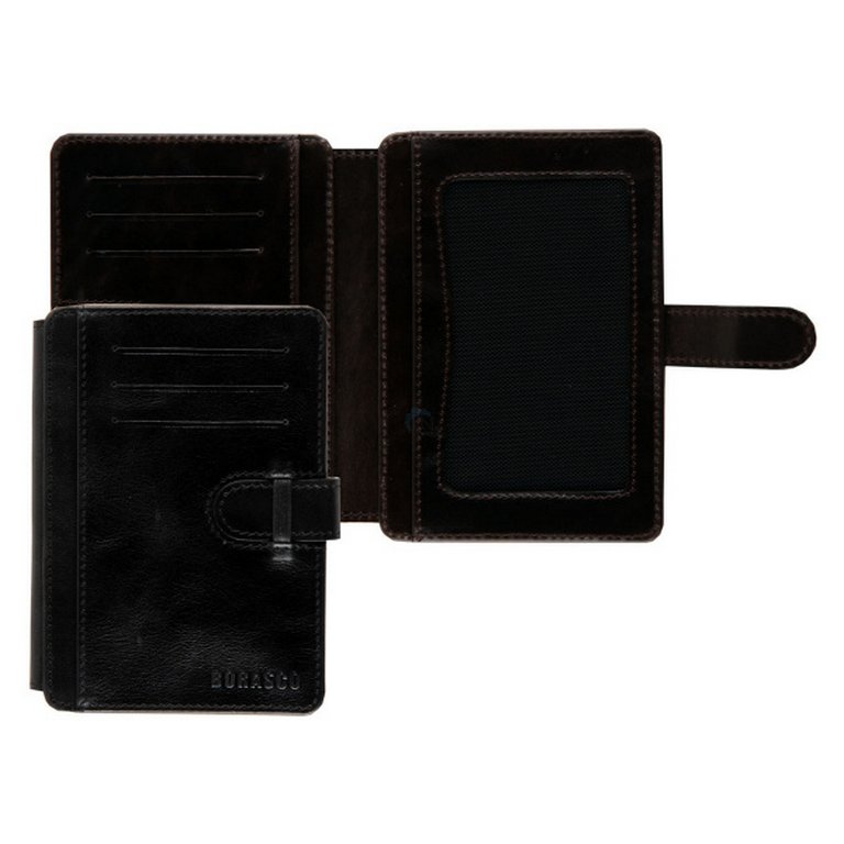 Обложка для документов Borasco "Квест" нат.кожа, черная/коричневая