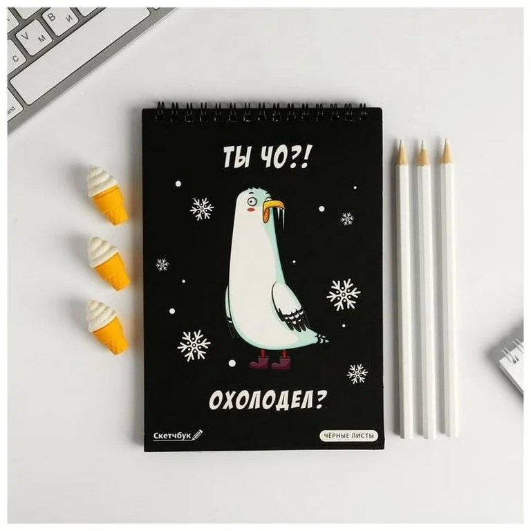 Набор подарочный  НГ "Пора валить на Юг" (скетчбук, фигурный ластик, карандаши)