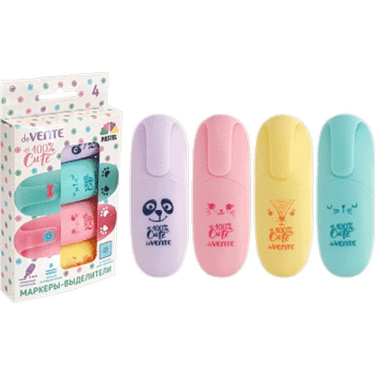 Набор текст-маркеров  4 шт  MINI deVENTE пастельные цвета (желт, роз, фиол, мятн)