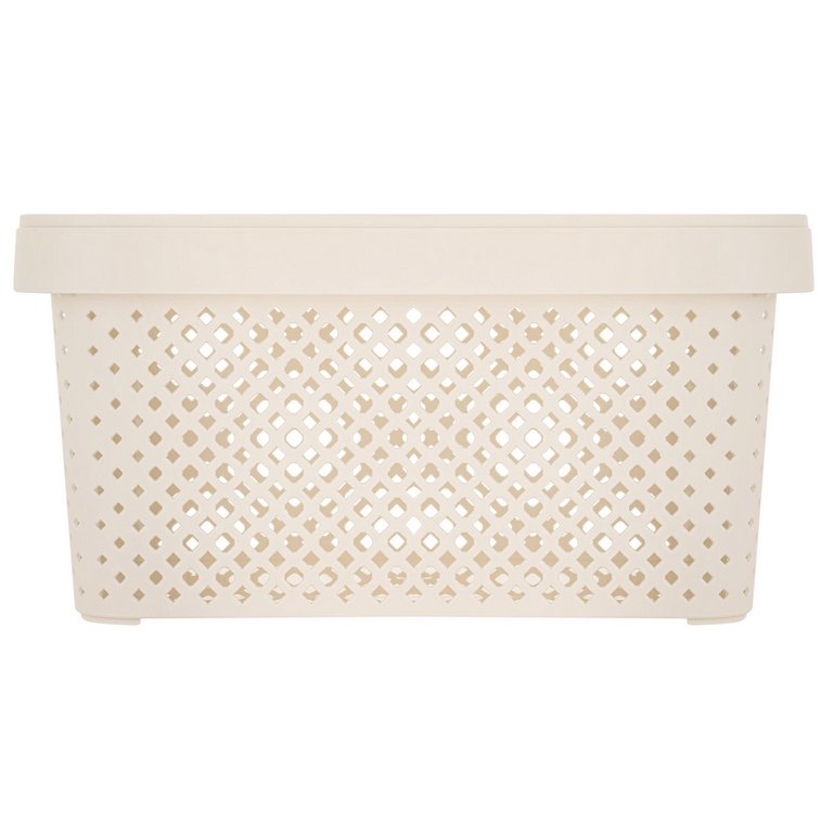 Корзина для хранения пластик. 5л. с крышкой 26*19*14 см цв. молочный туман