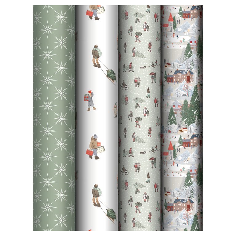 Бумага упаковочная НГ 70*100см  в рулоне (ассорти) "Winter time" MESHU