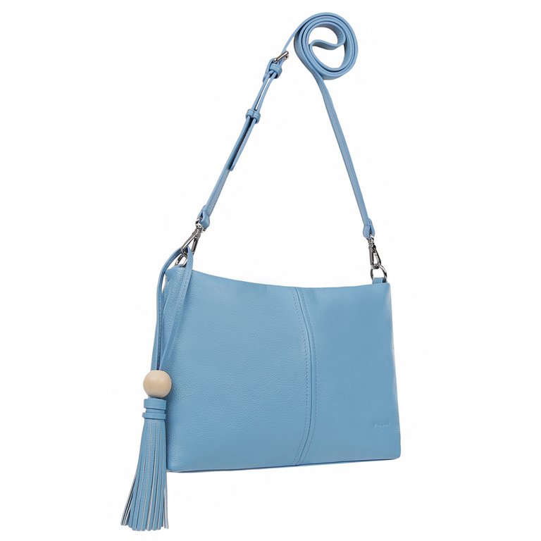 Сумка женская Palio 31*22*8см, нат. кожа, голубой