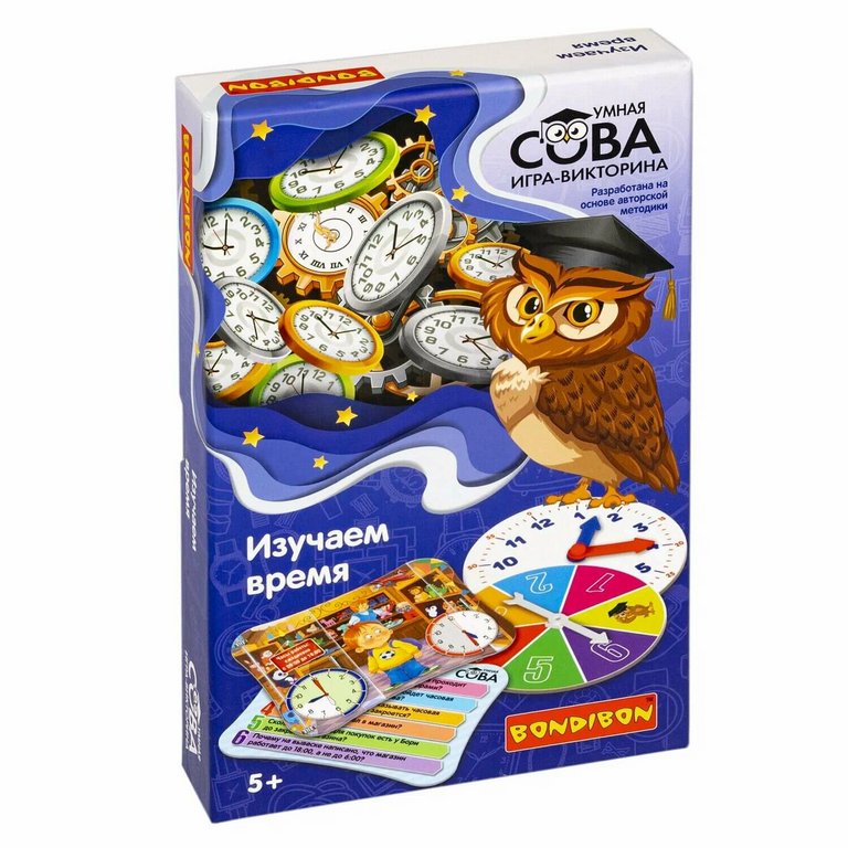 Игра настольная  Викторина .5+ "Изучаем Время" Умная Сова Bondibon