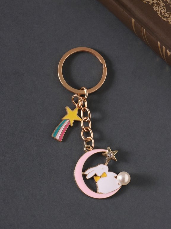 Брелок "Зайка на месяце" 9 см (металл)