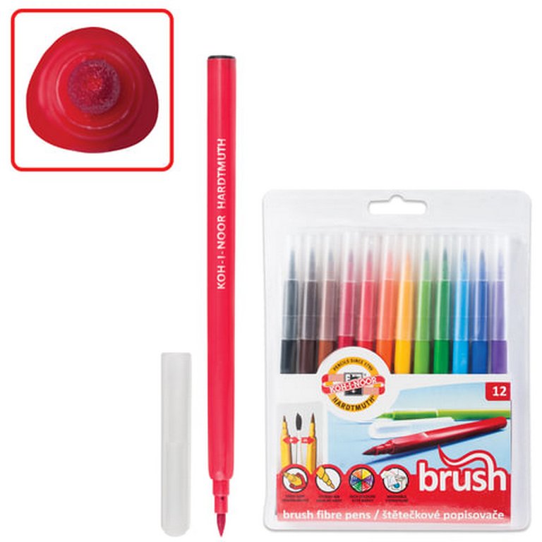 Фломастер-кисточка 1 цв. в ассортименте KOH-I-NOOR "Brush" трехгранный