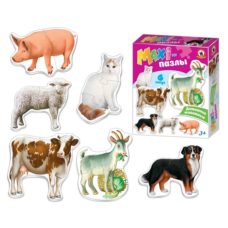 Пазлы MAXI  18 дет. "Домашние животные" Русский стиль