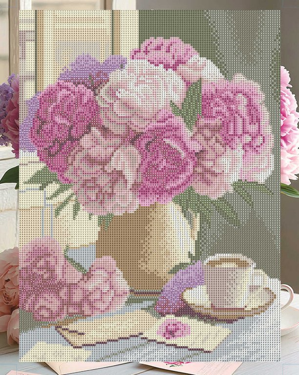 Алмазная мозаика 30*40см "Букет пионов" Феникс+