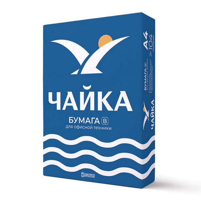 Бумага офисная Чайка В А4, 80 г/м2, 153% CIE, толщ. 110 мкм 500 л/пач.