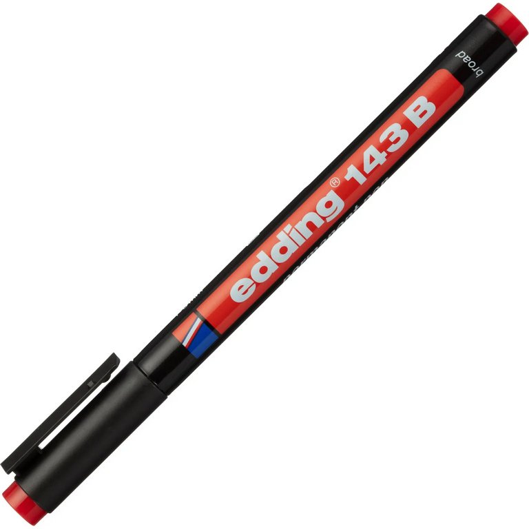 Маркер для прозрачных пленок 1-3мм Edding 143 перманентный красный