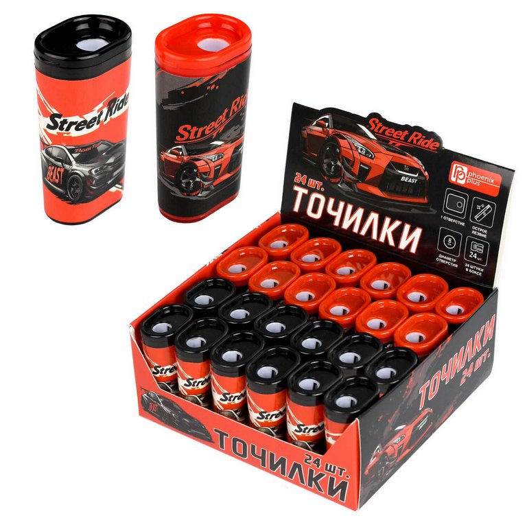Точилка с контейнером Феникс+ "Городские гонки" ассорти