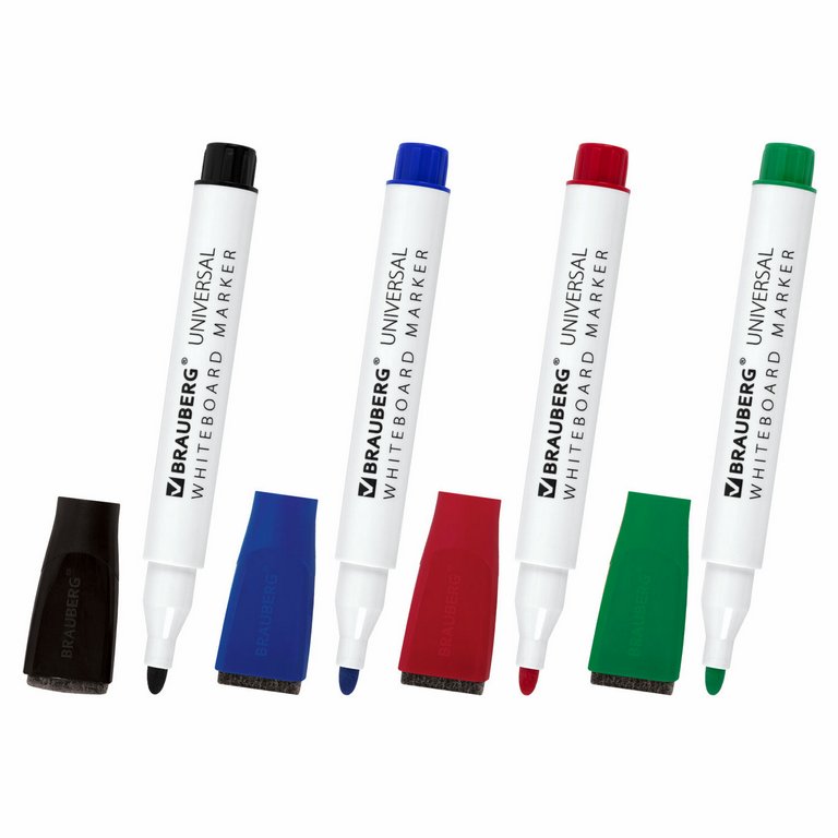 Набор маркеров для доски  4шт Brauberg 3мм круглые на магните (спиртовые)