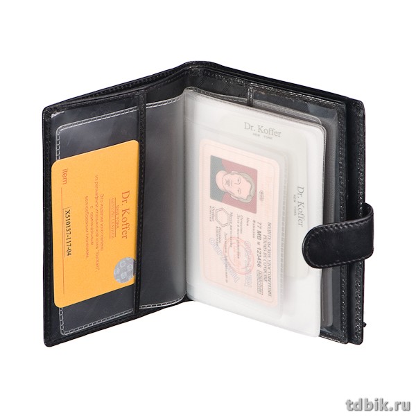 Обложка для паспорта и автодокументов Dr.Koffer нат. кожа, черный