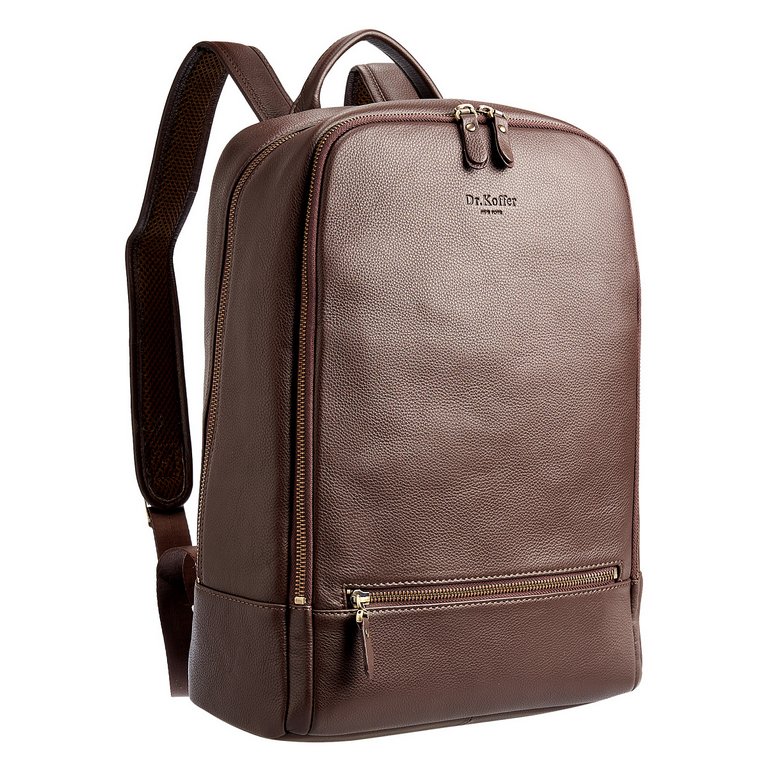 Рюкзак молодежный мужской  Dr.Koffer натуральная кожа 39*29*14см, темно-коричневый