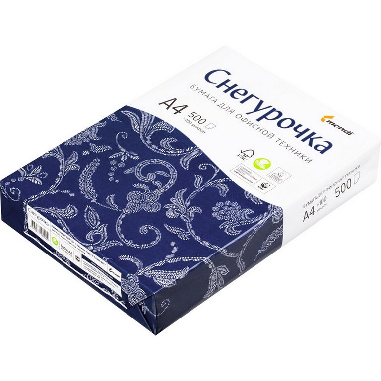 Бумага офисная Снегурочка А3, 80 г/м2, 146% CIE 96% ISO,толщ.106мкм,непрозр.91%, 500 л/пач.