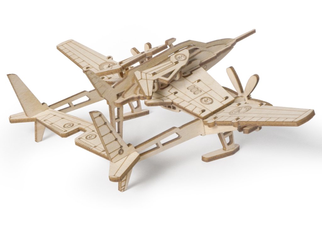 Сборная модель из дерева   32 дет. "Самолет Сапсан" 170*220*65мм