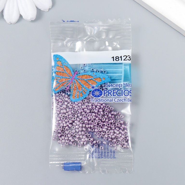 Бисер круглый d=2,3мм., 5гр/уп., цв. сиреневый (18123)
