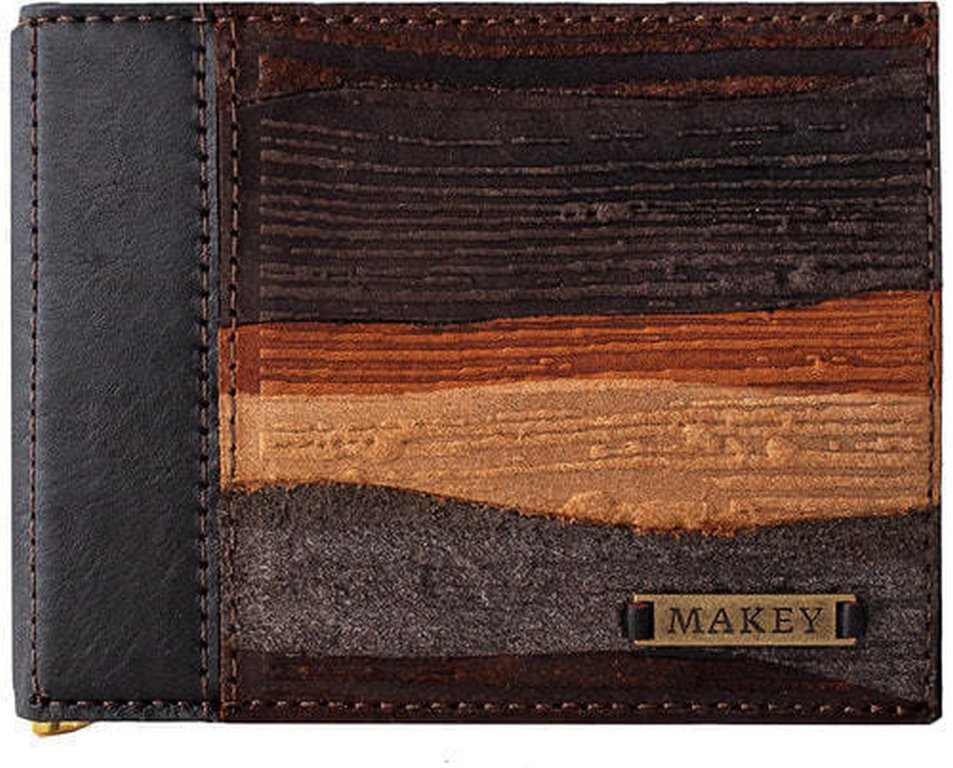 Зажим для денег 82*106мм "Макей" нат. кожа, цвет коричневый (многофункциональный)