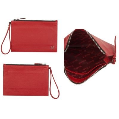 Сумка женская-конверт  D.Morelli , нат. кожа, красная