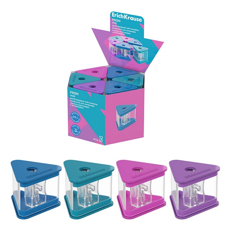 Точилка с контейнером ErichKrause "Prism. Vivid" ассорти