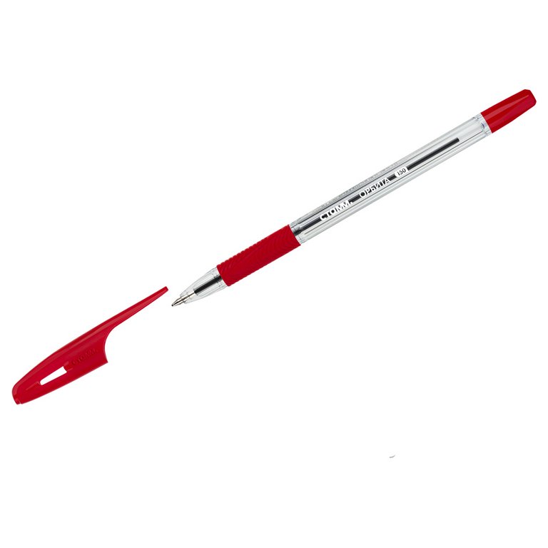 Ручка шариковая масляная Стамм "Орбита 150" резин.упор 0,7мм красная (стерж.142мм, линия 0,5мм)