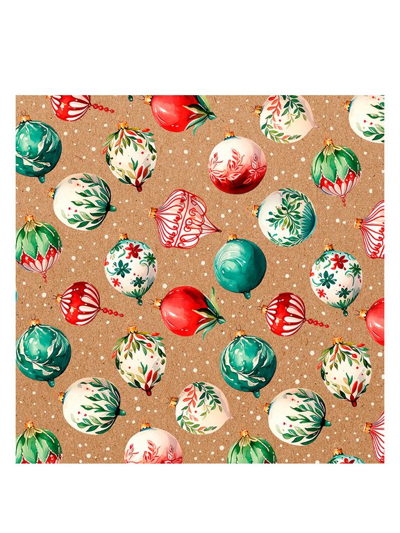 Бумага упаковочная НГ 70*100см крафт в рулоне (елочные шары)