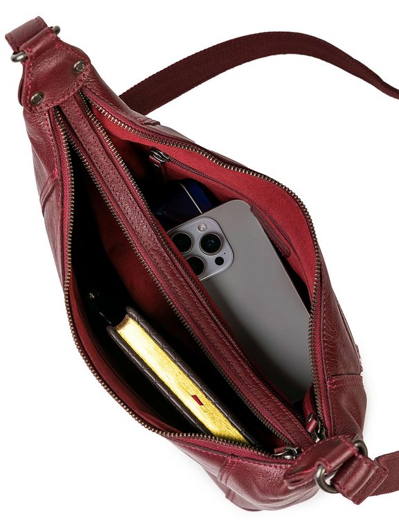 Сумка женская Dr.Koffer 28х22х11см см, нат.кожа бордовая